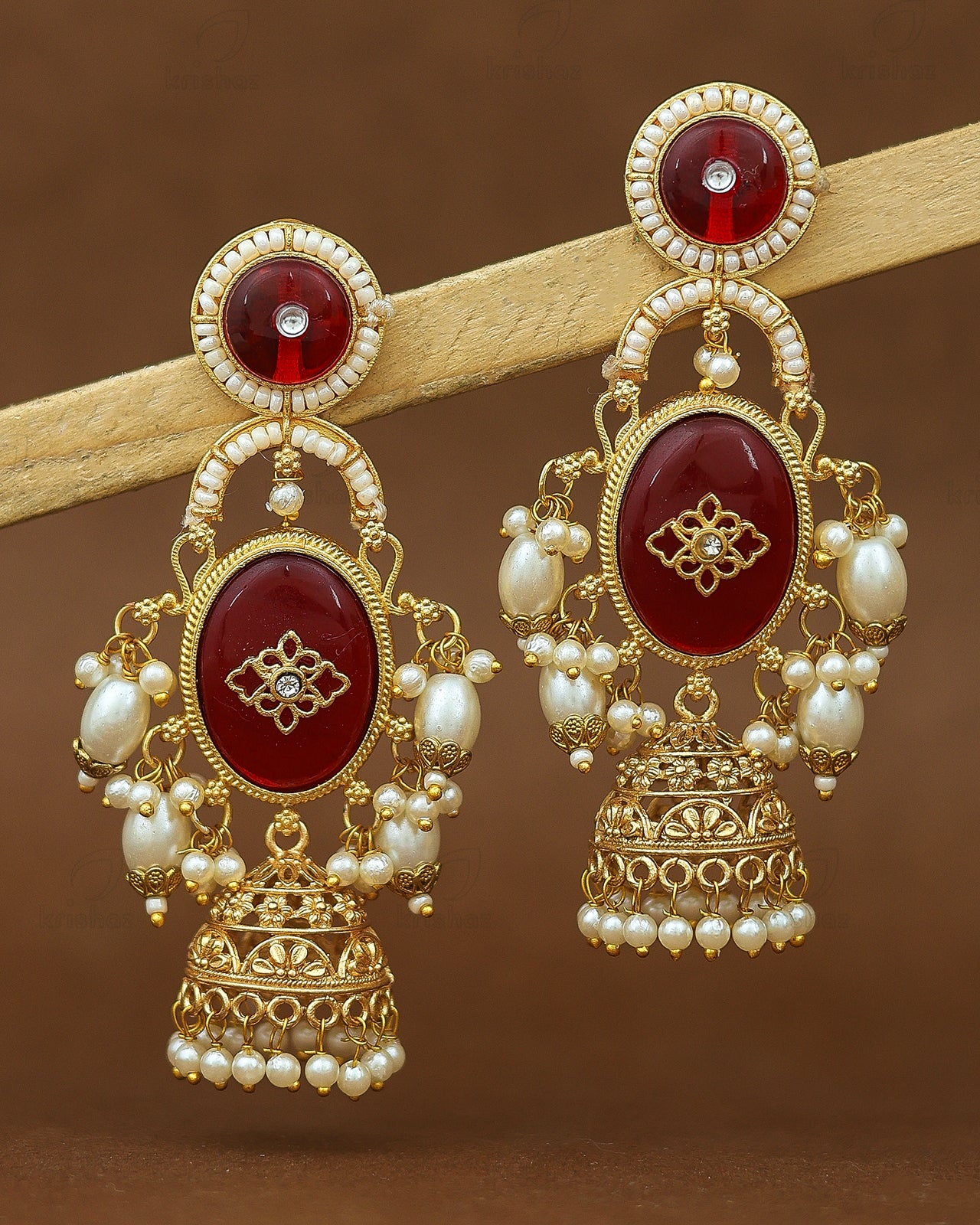 Rangoli Gold Jhumki Earrings
