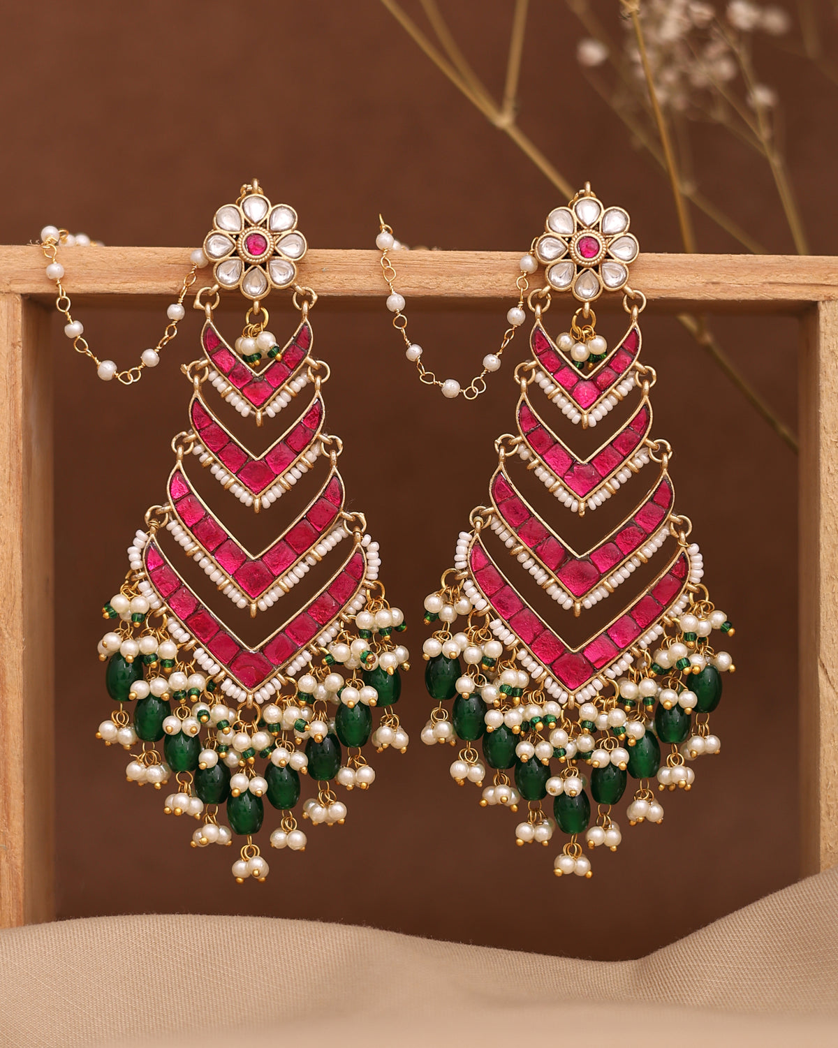 Mastaani Pachi Kundan Premium Gold Danglers