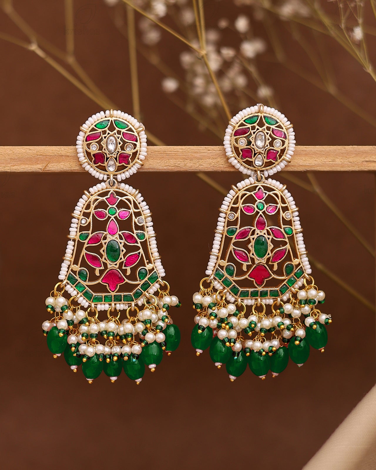 Kaushalya Pachi Kundan Premium Danglers