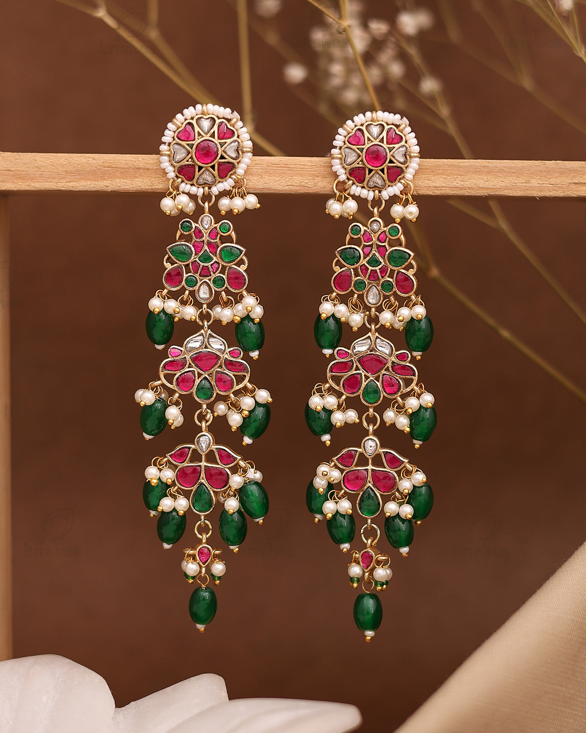 Ketaki Pachi Kundan Premium Gold Danglers