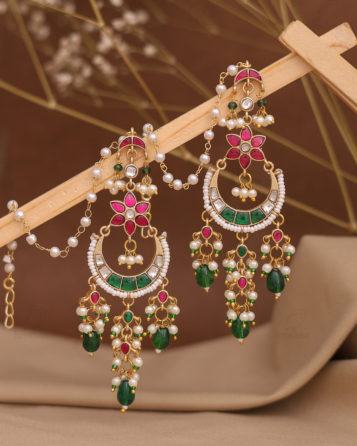 Sakhi Saheli Pachi Kundan Premium Gold Danglers