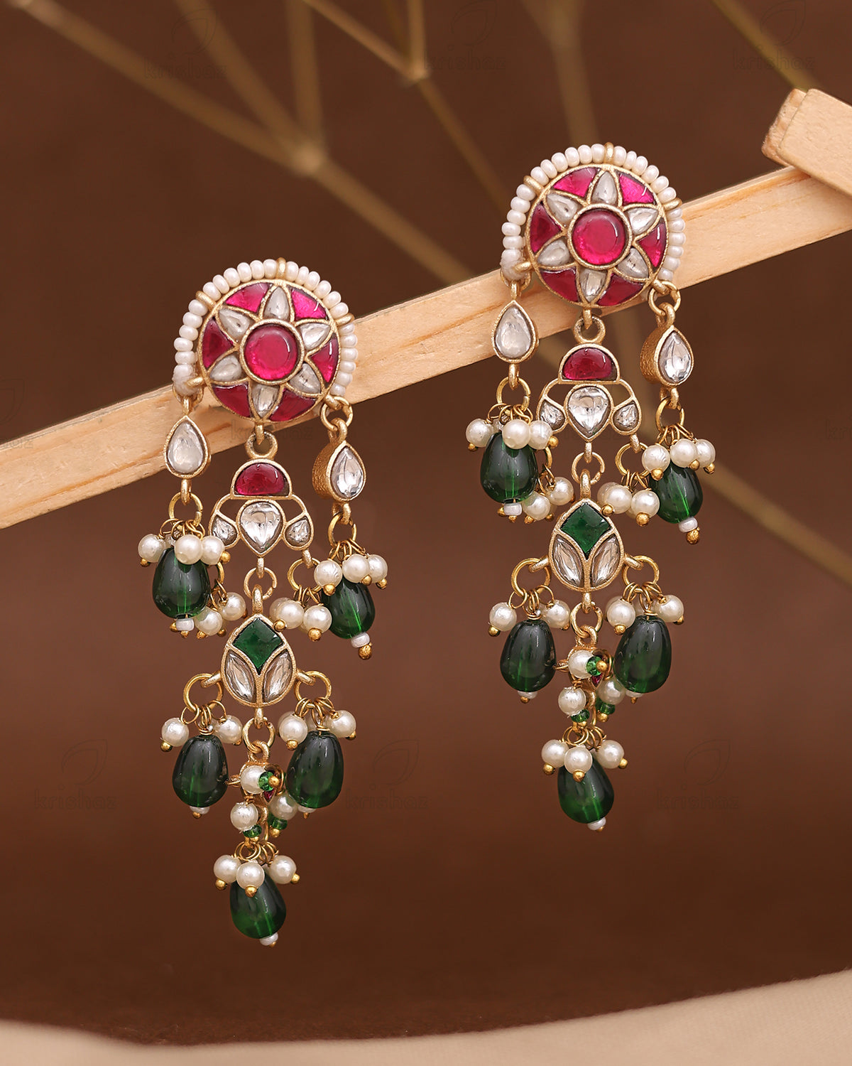 Nagma Pachi Kundan Premium Danglers