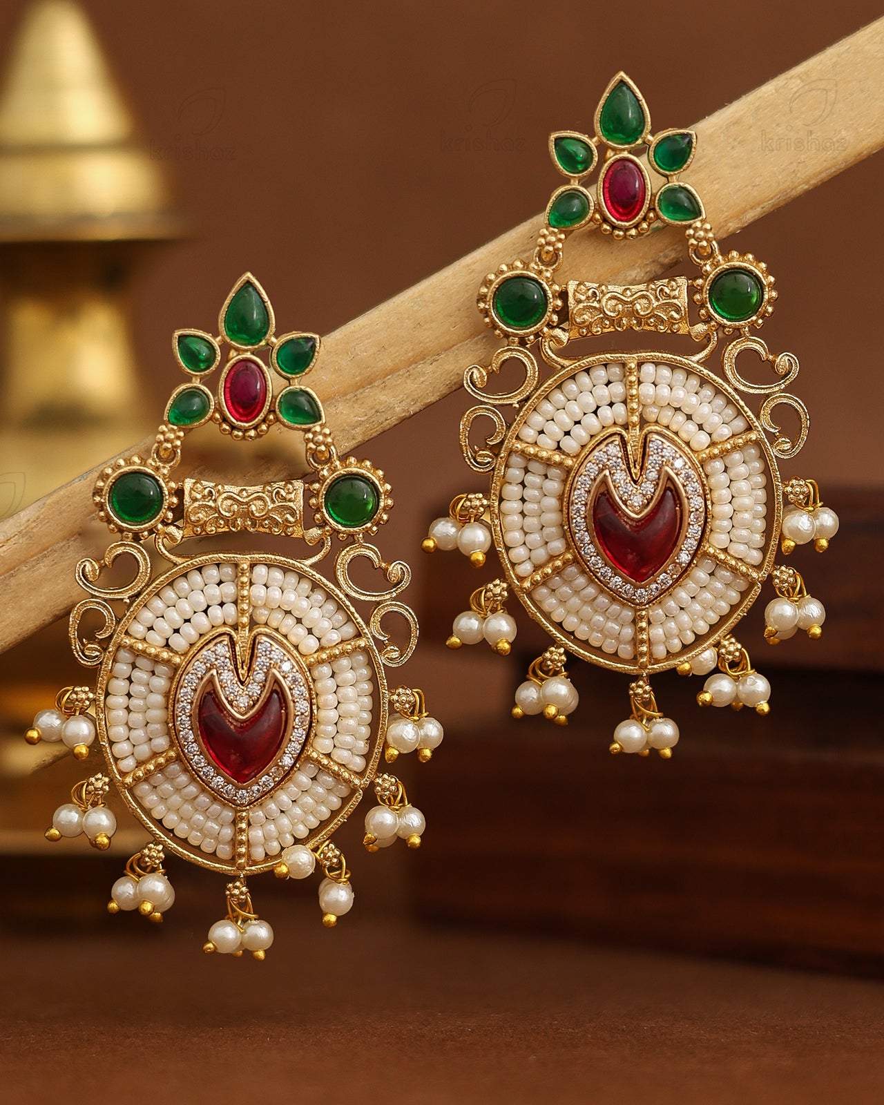 Arohi Premium Gold Dangler Earrings