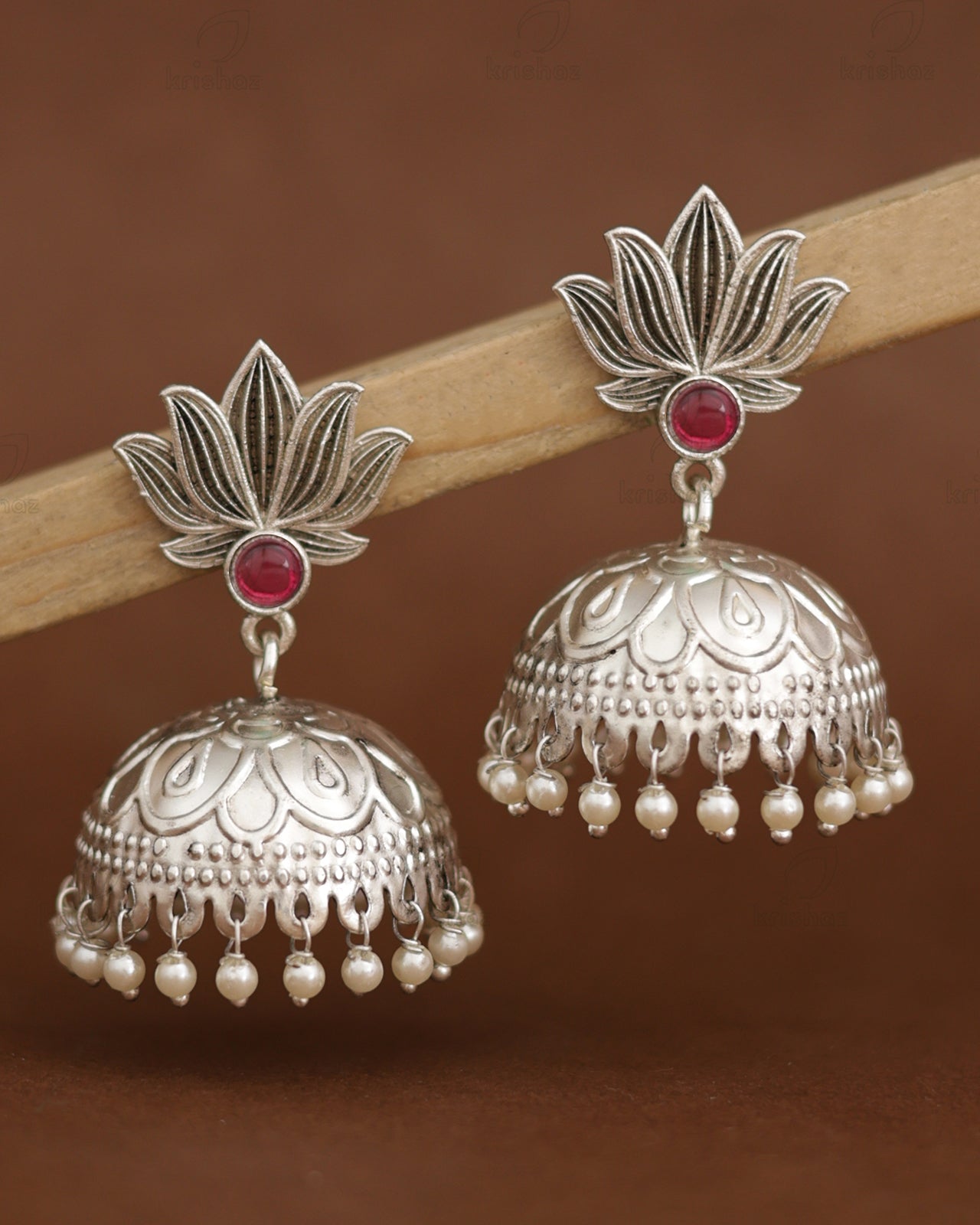 Lotus Jhumki Earrings