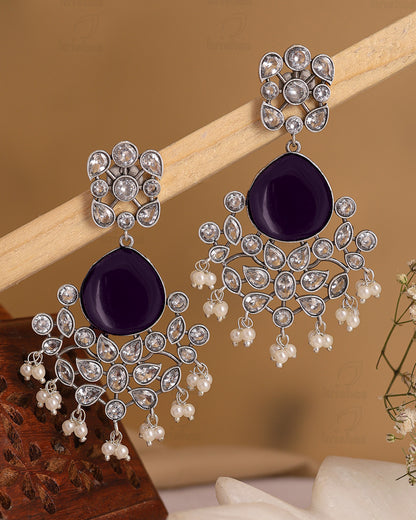 Raveena CZ Floral Dangler Earrings