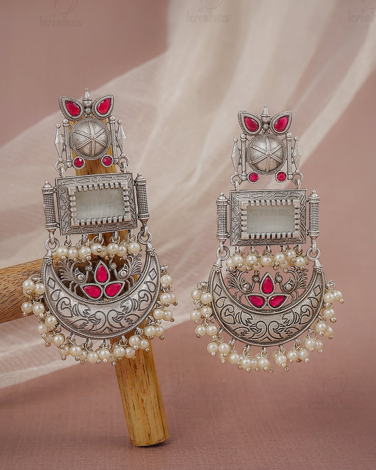 Noor Peacock Dangler Earrings