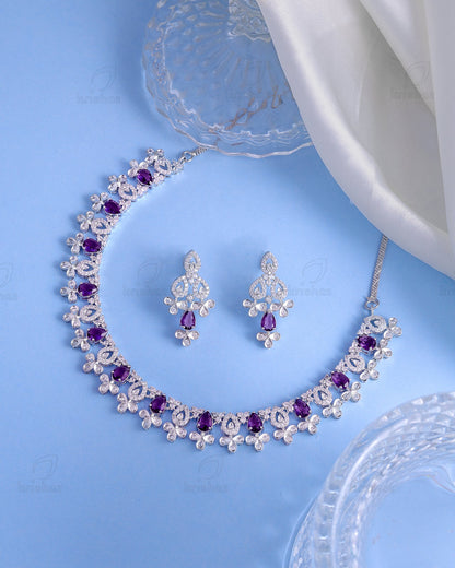 Zoe Rhodium Plated Cz Necklace