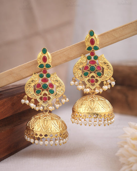 Preeta Golden Jhumki Earrings