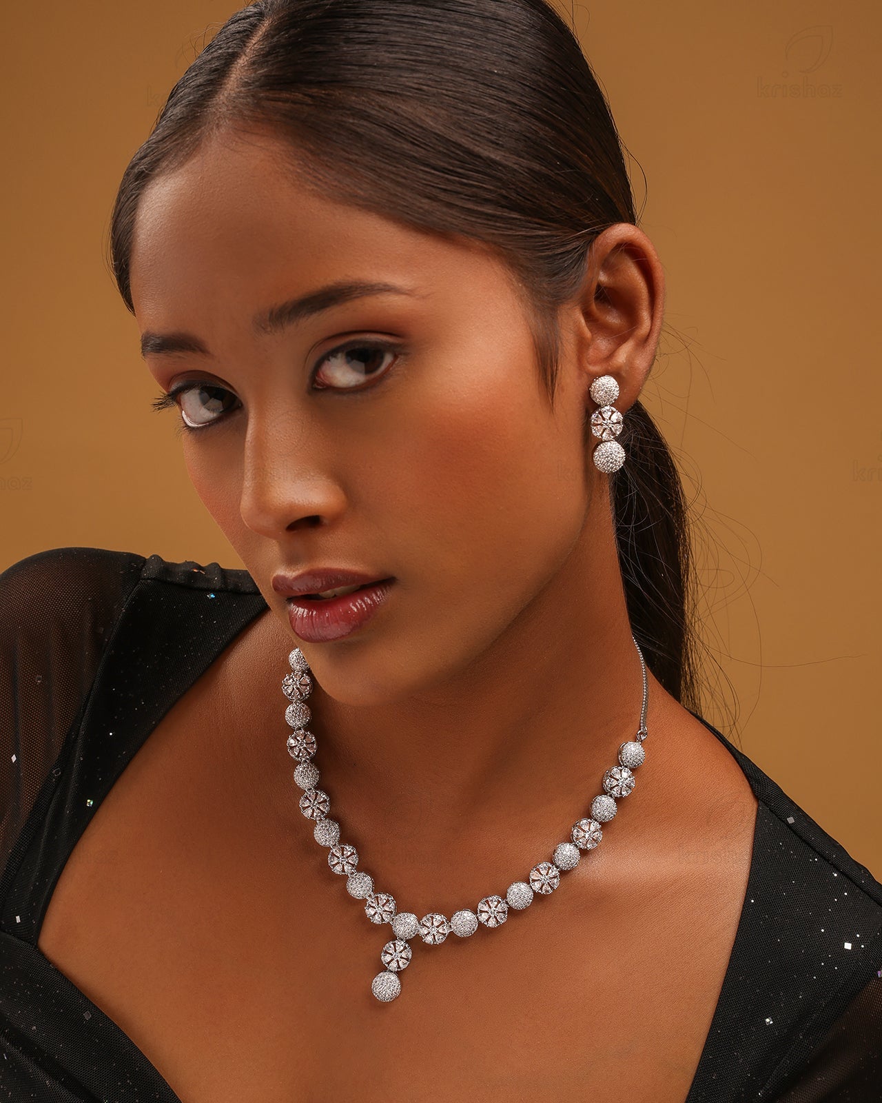 Jessica Rhodium Plated Cz Necklace