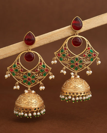 Takshvi Gold Jhumki Earrings