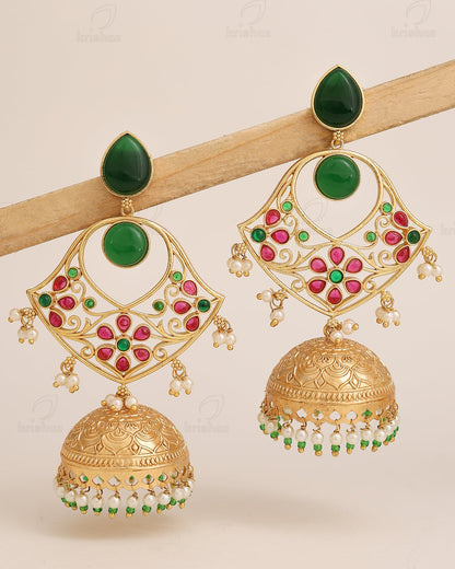 Takshvi Gold Jhumki Earrings