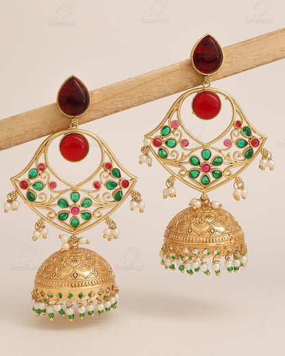 Takshvi Gold Jhumki Earrings