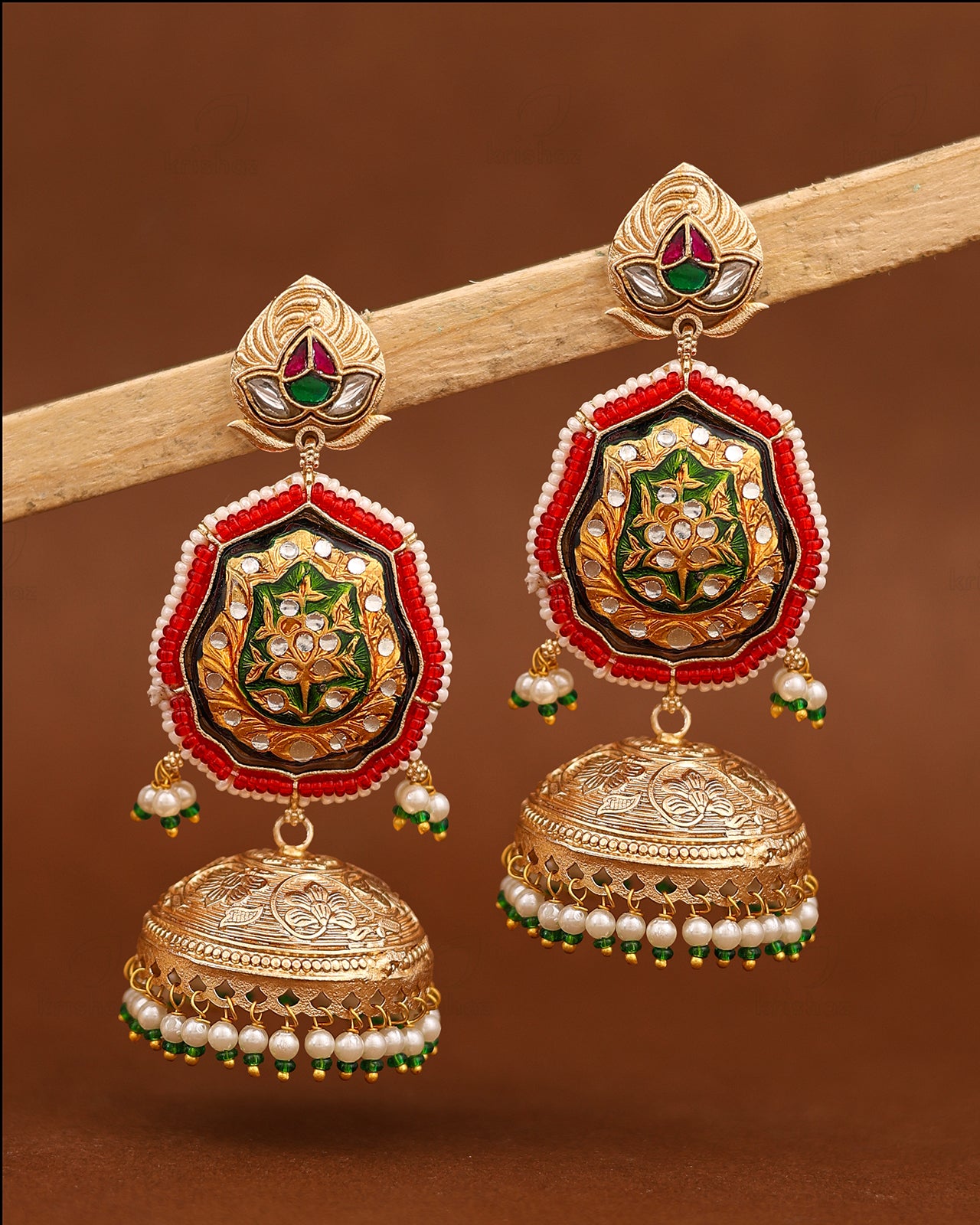 shivanya Gold Jhumki Earrings