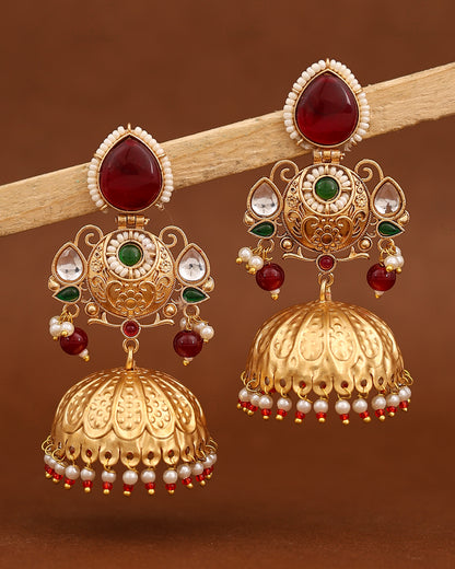 Tejaswini Gold Jhumki Earrings