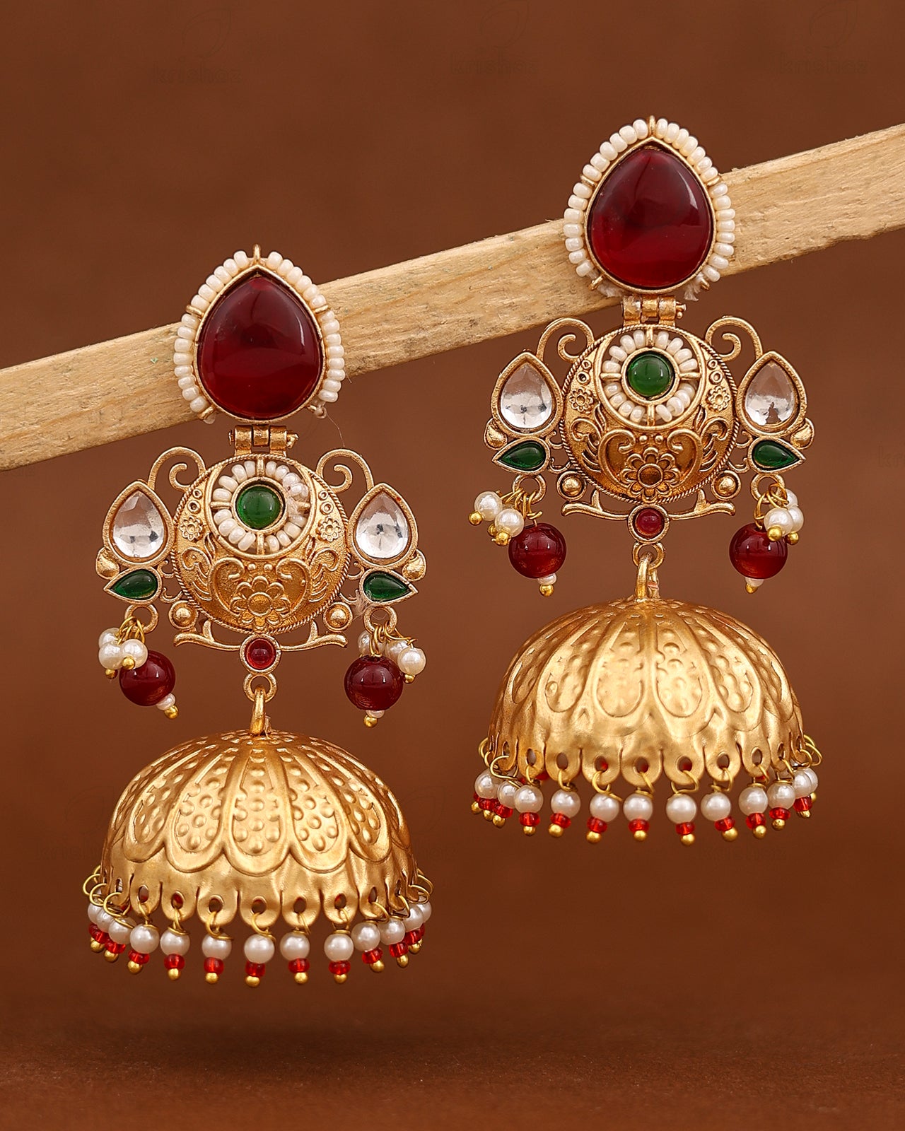 Tejaswini Gold Jhumki Earrings