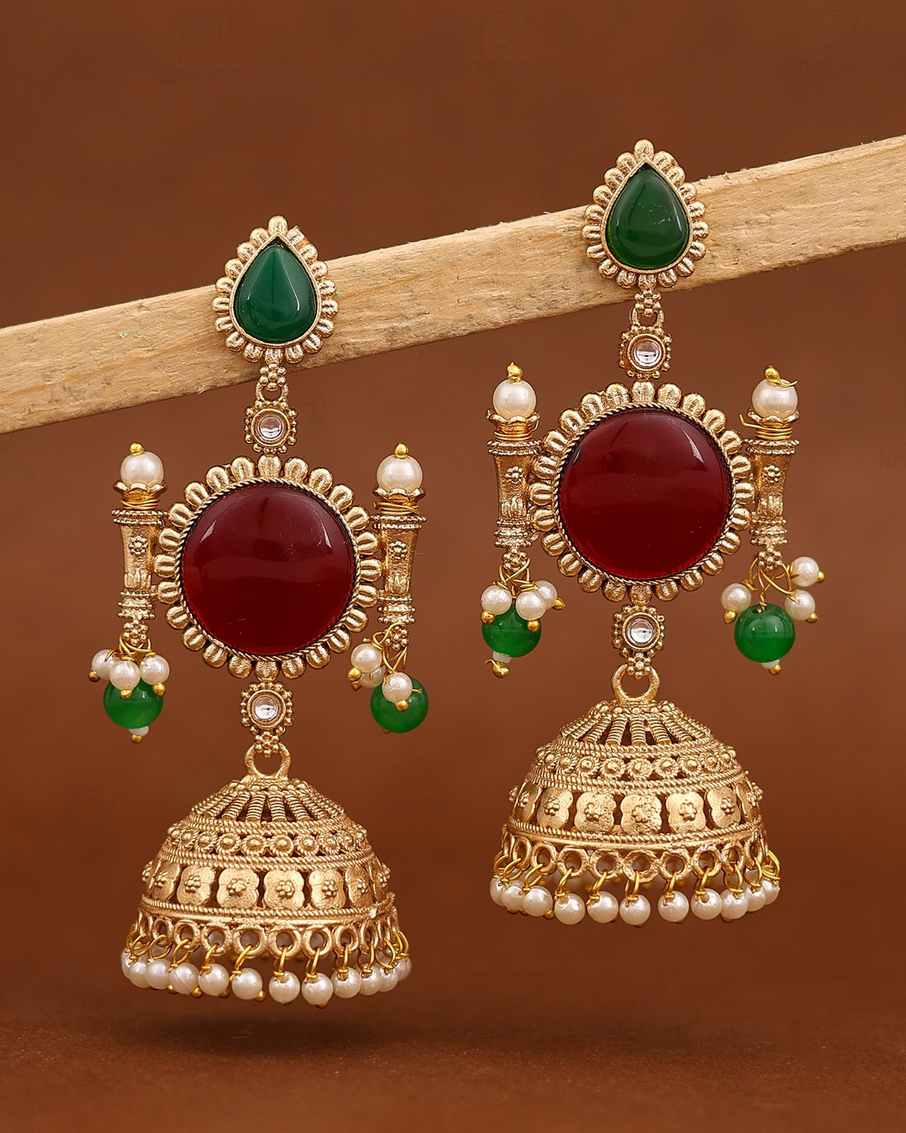 Mahika Gold Jhumki Earrings