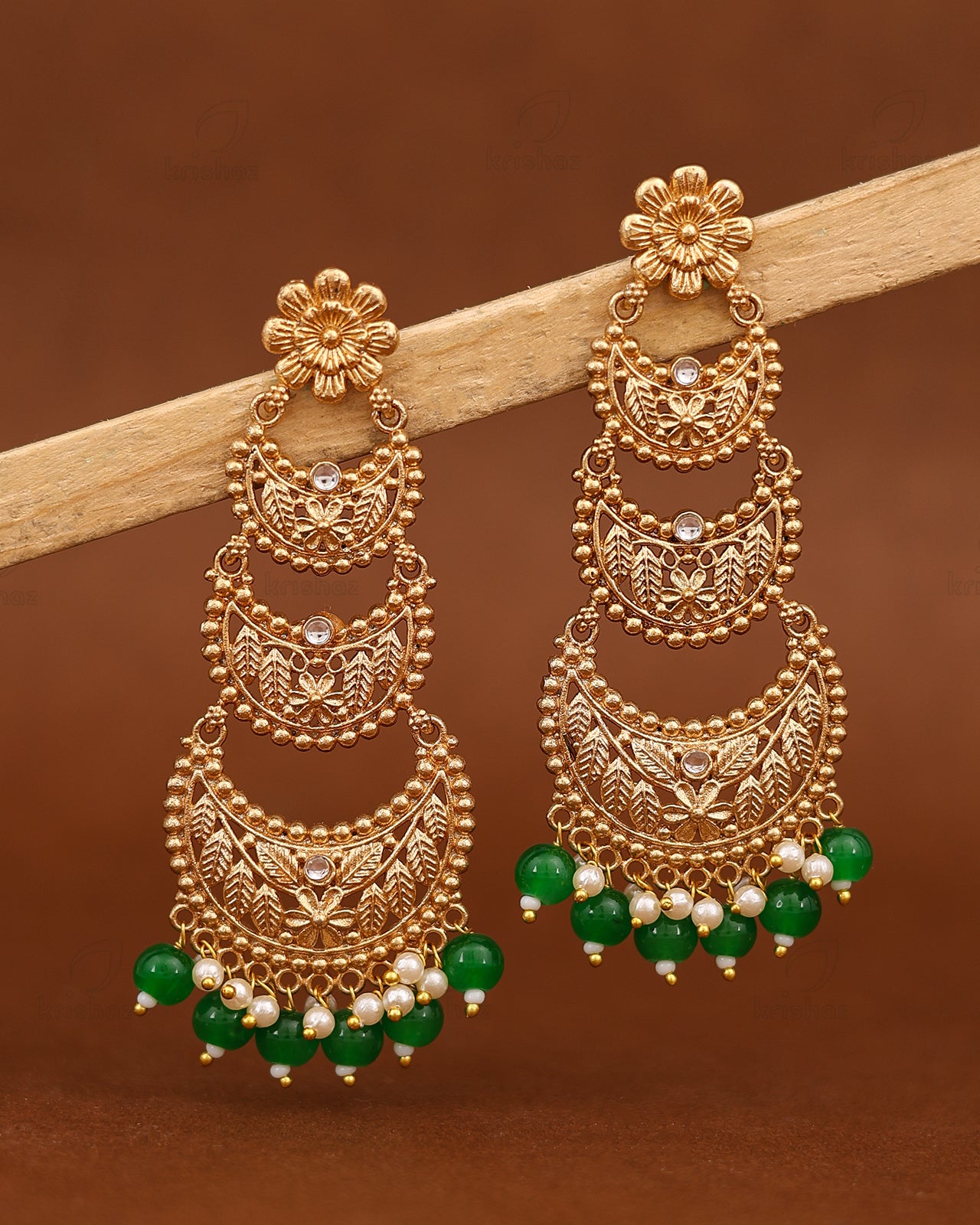 Manjari Gold Dangler Earrings