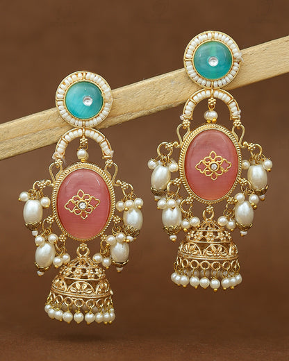 Rangoli Gold Jhumki Earrings