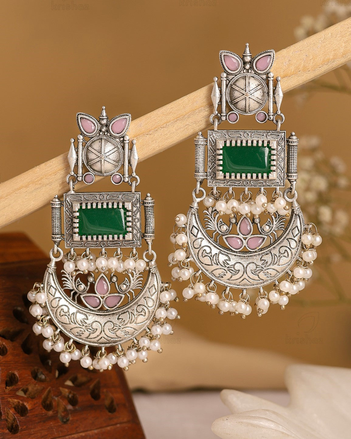 Noor Peacock Dangler Earrings