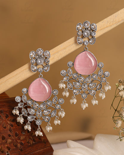 Raveena CZ Floral Dangler Earrings