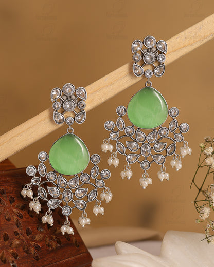 Raveena CZ Floral Dangler Earrings