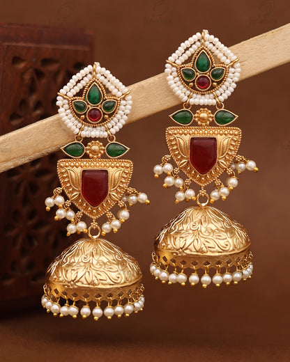 Pratyusha Gold Jhumki Earrings