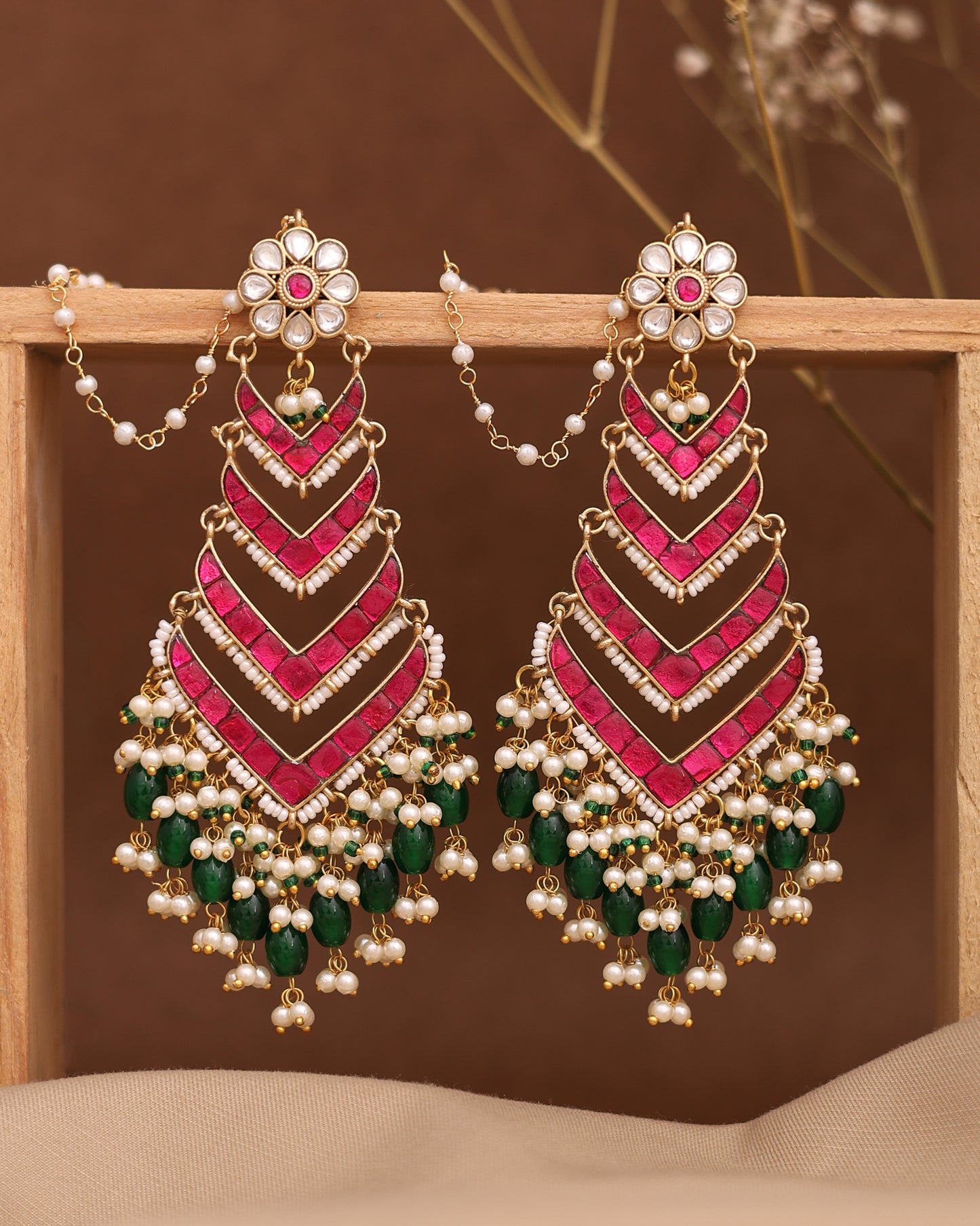 Mastaani Pachi Kundan Premium Gold Danglers