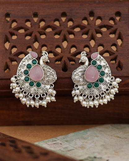 Shyla Peacock Stud Earrings - wxo