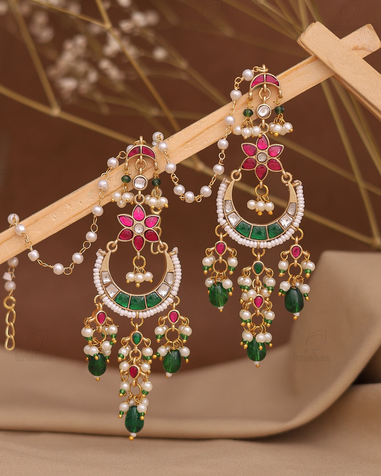 Sakhi Saheli Pachi Kundan Premium Gold Danglers