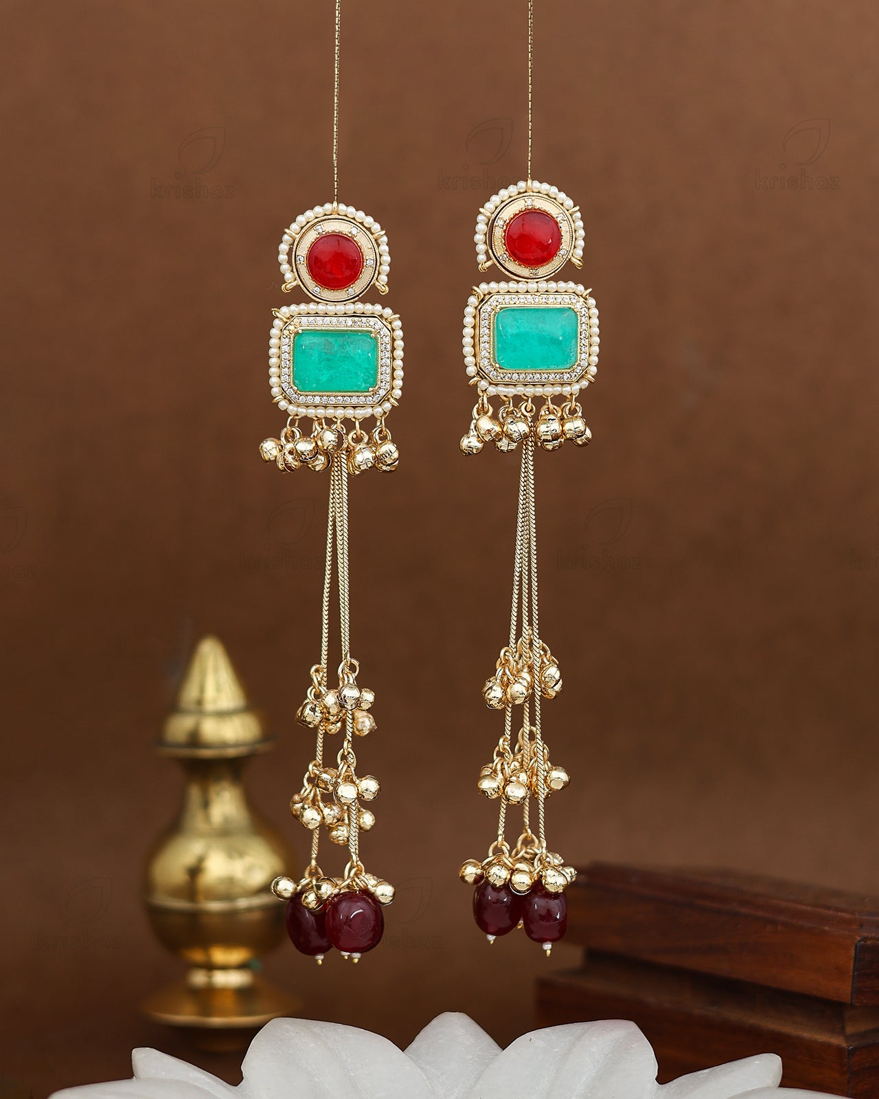 Shobita Kashmiri Gold Dangler