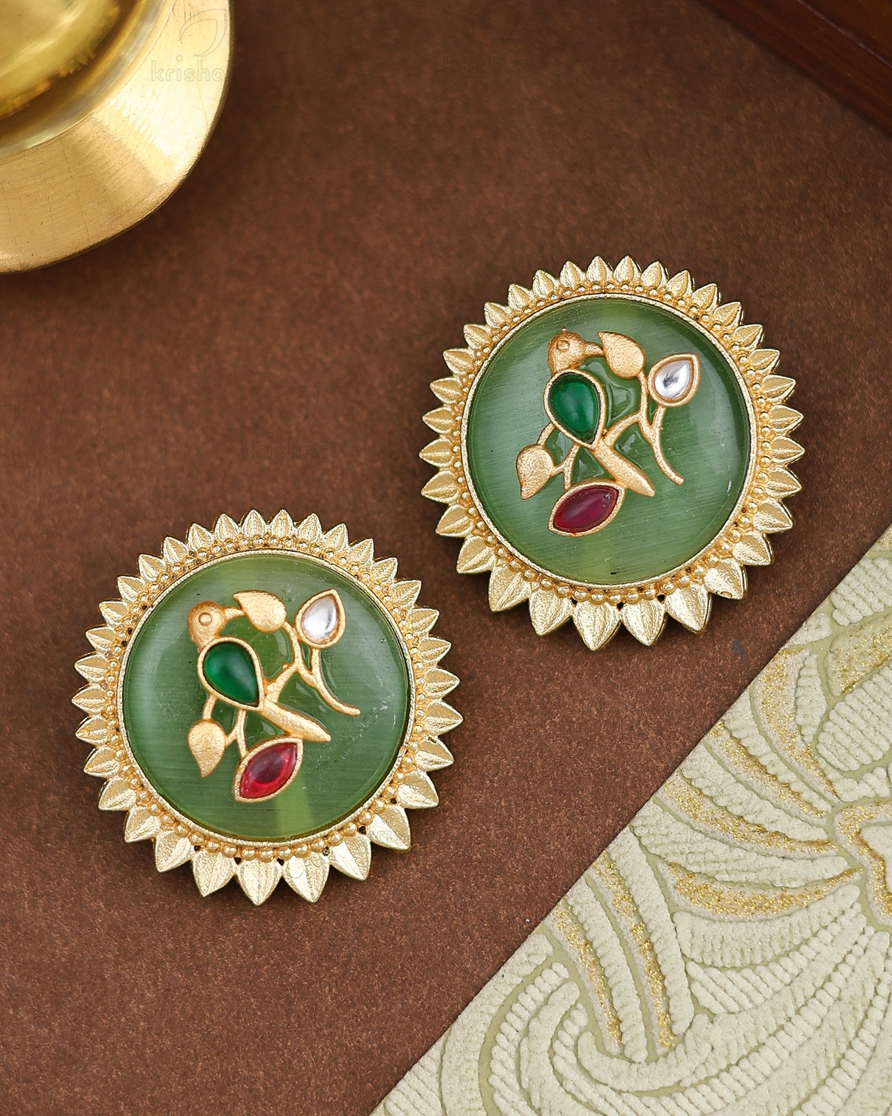 Chahak Premium Gold Stud Earrings