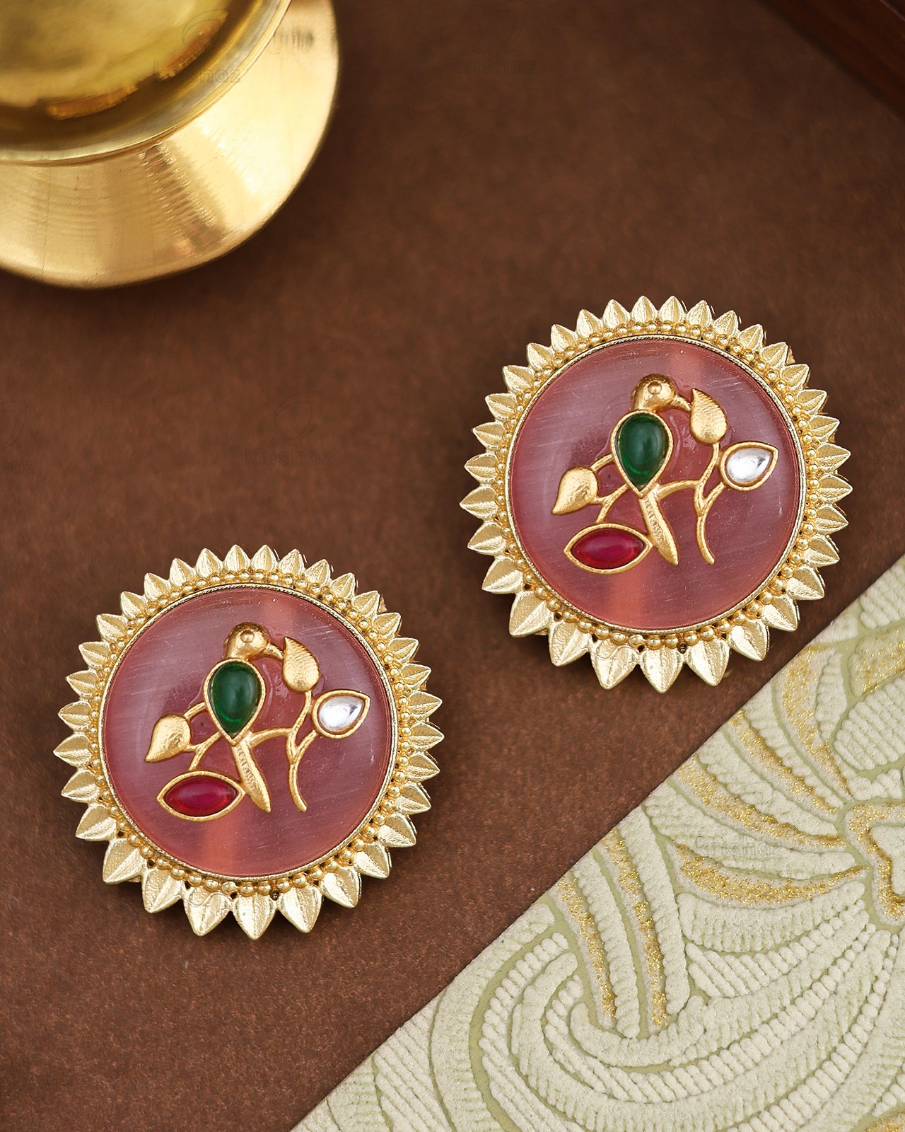Chahak Premium Gold Stud Earrings