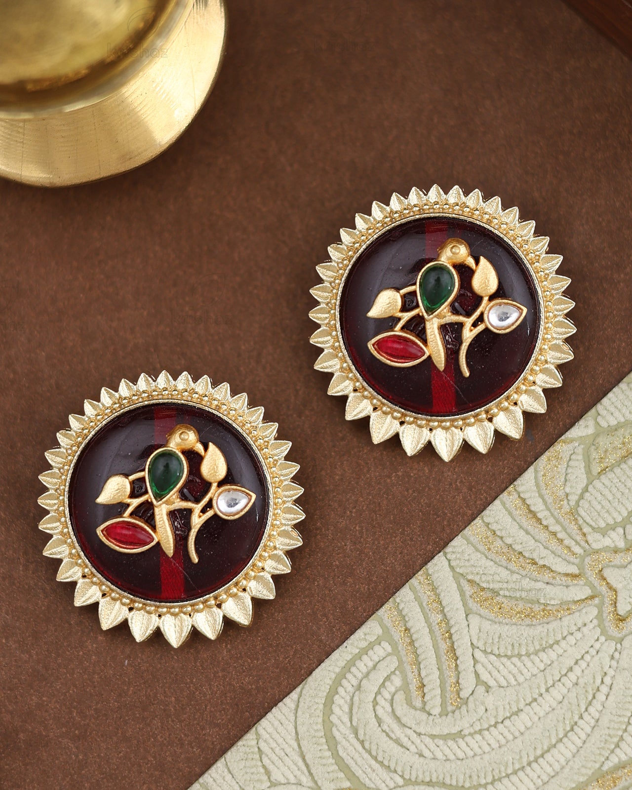 Chahak Premium Gold Stud Earrings