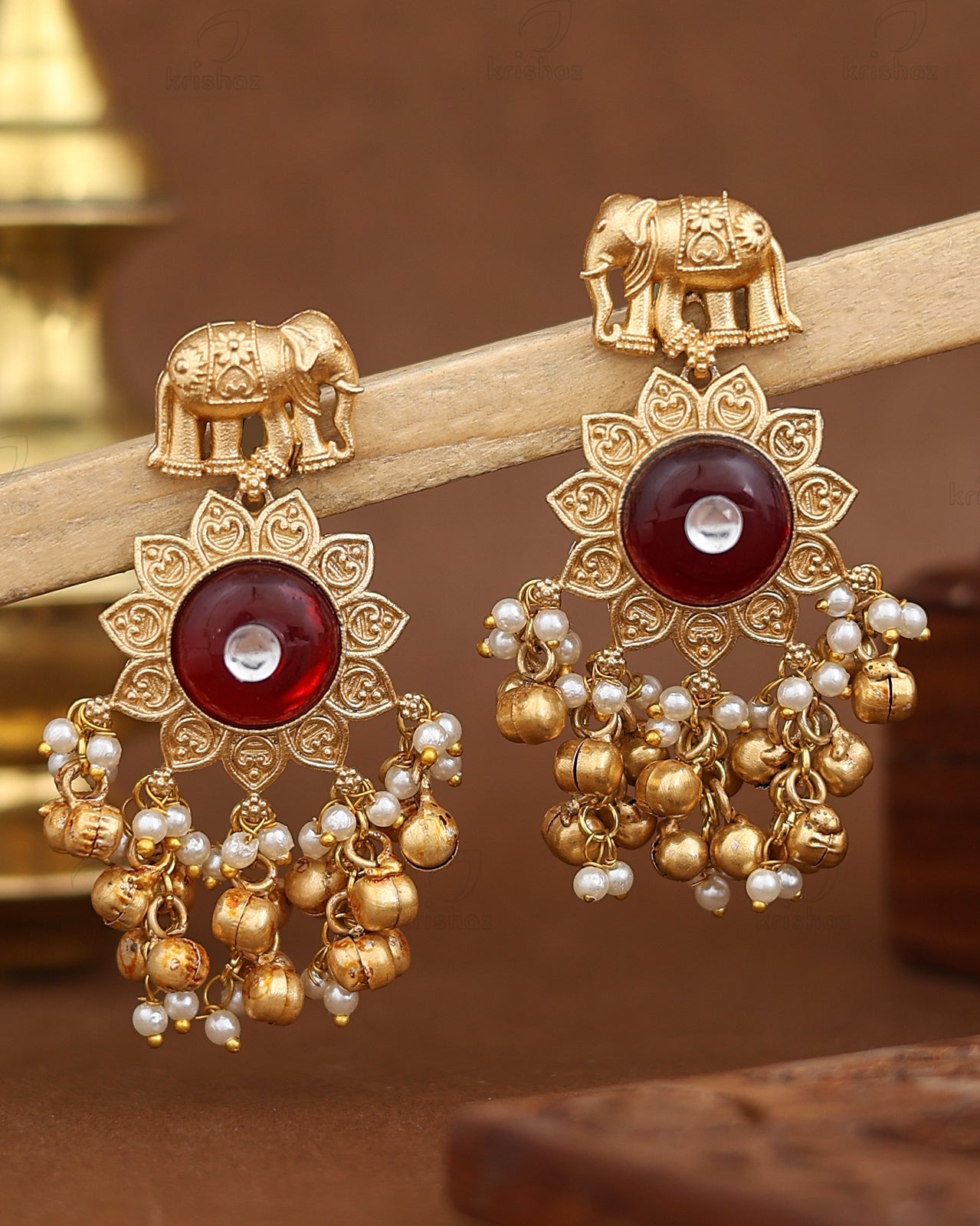 Gajraani Gold Dangler Earrings