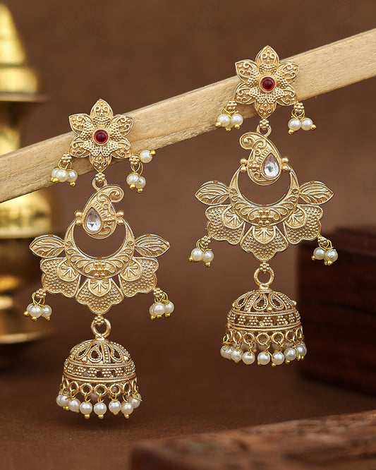 Tulika Gold Jhumki Earrings