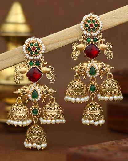 Ikshita Gold Jhumki Earrings