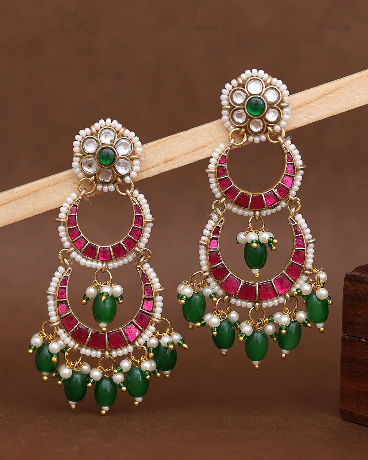 Aishwarya Pachi Kundan Premium Danglers
