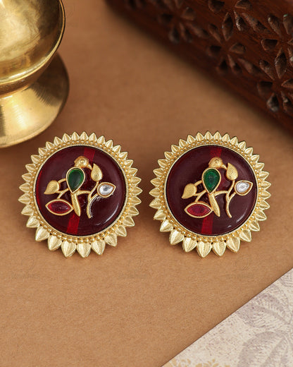 Chahak Premium Gold Stud Earrings