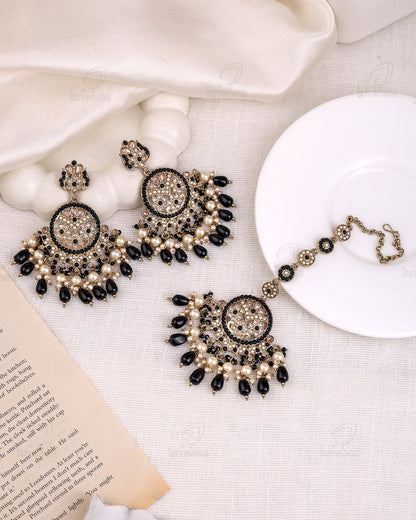 Madiha Pakistani Kundan Dangler Earrings With Mangtika