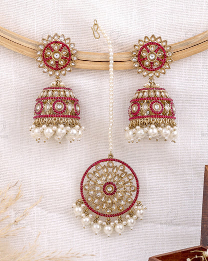 Haniya Pakistani Kundan Jhumki With Mangtika
