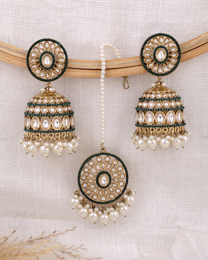 Anabia Pakistani Kundan Jhumki Earrings With Mangtika
