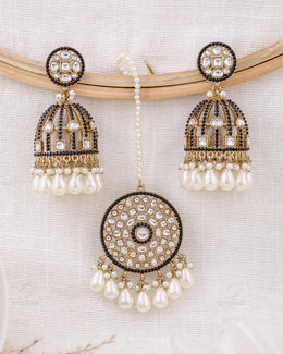 Mehnaz Pakistani Kundan Jhumki Earrings With Mangtika