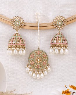 Farheen Pakistani Kundan Jhumki Earrings With Mangtika