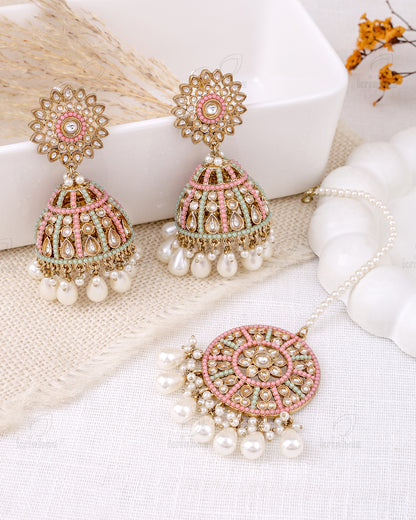 Farheen Pakistani Kundan Jhumki Earrings With Mangtika