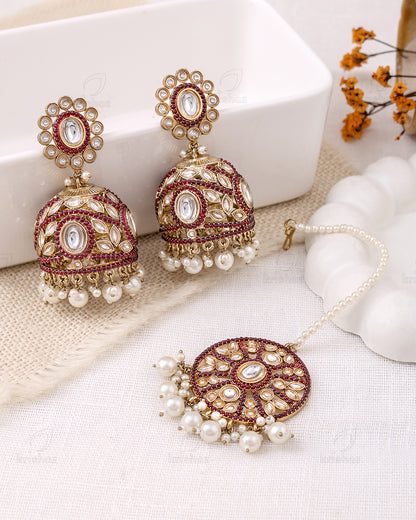 Ruksana Pakistani Kundan Jhumki Earrings With Mangtika