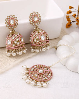 Ruksana Pakistani Kundan Jhumki Earrings With Mangtika