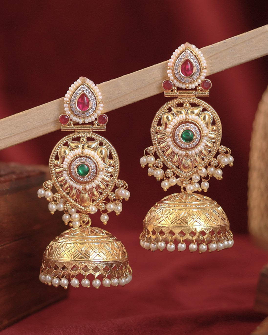 Manjusha Premium Gold Jhumki