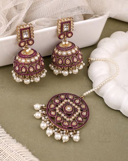 Rukhsar Pakistani Kundan Jhumki Earrings With Mangtika