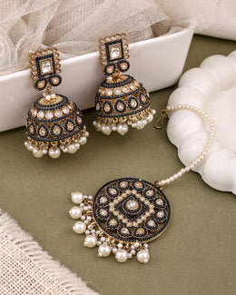 Rukhsar Pakistani Kundan Jhumki Earrings With Mangtika