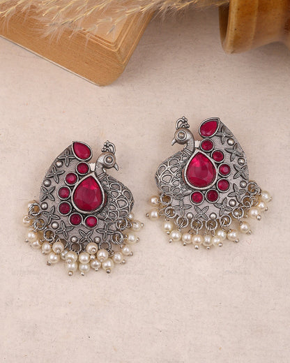 Shyla Peacock Stud Earrings - wxo